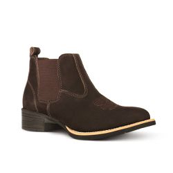 Botina Feminina Conforto Couro Nobuck Chocolate - Silverado Botas - 0973-6 - SILVERADO BOTAS