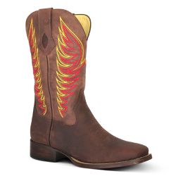 Bota Texana Masculina Couro Crazy Horse Café e Fossil Café - Silverado Botas - 4... - SILVERADO BOTAS