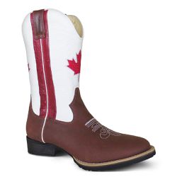 Bota Texana Masculina Couro Crazy Horse Café e Floater Vermelho e Branco - Silve... - SILVERADO BOTAS