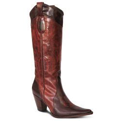 Bota Texana Feminina Couro Dallas Café e Pinhão - Silverado Botas - 2243 - SILVERADO BOTAS