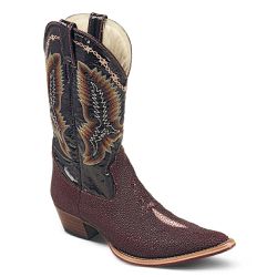 Bota Texana Masculina Exótica Couro Arraia Vinho e Dallas Preto - Silverado Bota... - SILVERADO BOTAS