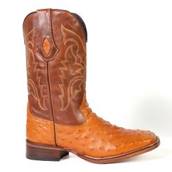 Bota Texana Exótica Masculina Couro Avestruz Whisky e Fóssil Croassant - Silvera... - SILVERADO BOTAS