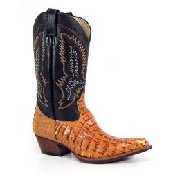 Bota Texana Exótica Masculina Couro Jacaré Conhaque e Floater Preto - Silverado ... - SILVERADO BOTAS