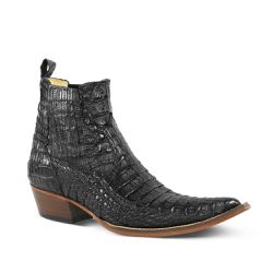 Botina Exótica Masculina Couro Jacaré Preto - Silverado Botas - 2871-3 - SILVERADO BOTAS