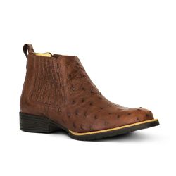 Botina Exótica Masculina Couro Avestruz Café - Silverado Botas - 5010-5 - SILVERADO BOTAS