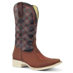 Bota Texana Feminina Couro Crazy Horse Sela e Fóssil Café - Silverado Botas - 69... - SILVERADO BOTAS