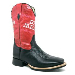 Bota Texana Masculina Couro Floater Preto e Fóssil Vermelho - Silverado Botas - ... - SILVERADO BOTAS