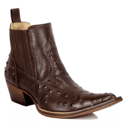 Botina Masculina Couro Avestruz Imit Chocolate - Silverado Botas - 2871-avz - SILVERADO BOTAS