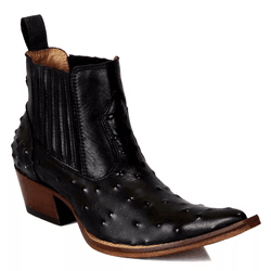 Botina Masculina Couro Avestruz Imit Preto - Silverado Botas - 2871-av - SILVERADO BOTAS
