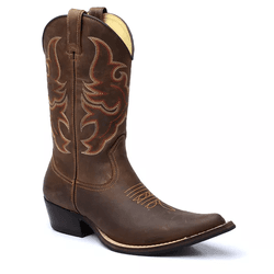 Bota Texana Masculina Couro Fóssil Cafe - Silverado Botas - 28872 - SILVERADO BOTAS