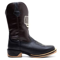 Bota Texana Masculina Couro Floater Preto e Ecologico Cafe Jump - Silverado Bota... - SILVERADO BOTAS