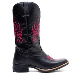 Bota Texana Feminina Couro Floater Preto e Ecologico Preto - Silverado Botas - 6... - SILVERADO BOTAS