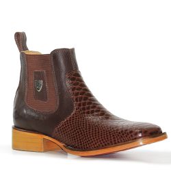 Botina Masculina Estilo Americana Couro Anaconda Café e Floater Chocolate - Silv... - SILVERADO BOTAS