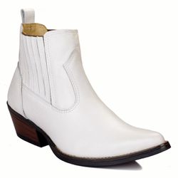 Botina Masculina Couro Floater Branco - Silverado Botas - 10561 - SILVERADO BOTAS