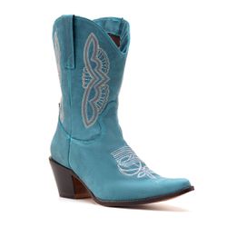 Bota Texana Feminina Couro Fossil Azul Turquesa Jeans- Silverado Botas - 2207 - ... - SILVERADO BOTAS