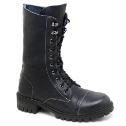 Bota Cano Alto Graxo Preto Com Sola De Borracha Pr... - SIMPRONA