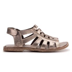 Brilho Vintage: Sandália Gladiadora em Couro Prata... - SIMPRONA