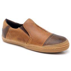 Tenis Cano Baixo Em Couro Graxo Café/Conhaque Com ... - SIMPRONA