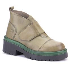 Bota Cano Médio Sinka com Velcro em Couro Verde e ... - SIMPRONA