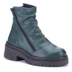 Bota York em Couro Verde Militar com Sola Alta Pre... - SIMPRONA