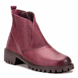 Bota Cano Médio Em Couro Graxo Acai Com Sola de Bo... - SIMPRONA