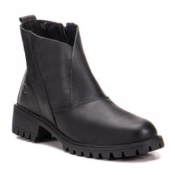 Bota Roses Cano Médio Em Couro Graxo Preto Com Sol... - SIMPRONA