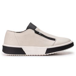 Tenis Em Couro Em Cores Off White e Lingua na Cor ... - SIMPRONA