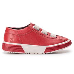 Tenis Teodora: Em Couro Na Cor Tomate e Elastico C... - SIMPRONA