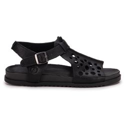 Sandália Birken Ingrid em Couro Preto com Fivela P... - SIMPRONA