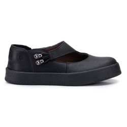 Tênis Boneca em Couro Legítimo - Cor Preto com Sol... - SIMPRONA