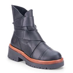 Bota Johnny: Elegância em Couro Preto com Velcro e... - SIMPRONA