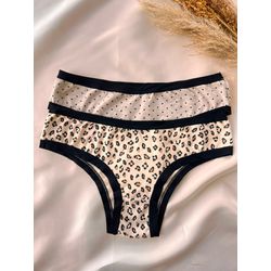 CALCINHA SAFIRA ALGODAO - ONCA/PRETO - CA10131-18 - Sirrê Lingerie
