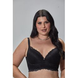 SUTIA REFORCADO RENDA LIVIA - PRETO - ST1002-09 - Sirrê Lingerie