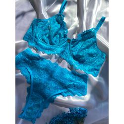 CONJUNTO RENDA MARIA - TURQUESA - CJ1004-75 - Sirrê Lingerie