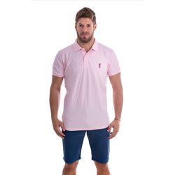 Camisa Polo Rosa P.A. Bordado Bordo - SKYFEET