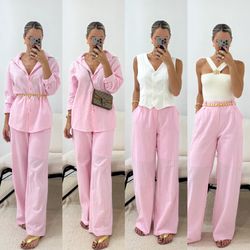 Conjunto Calça+Camisa Algodão Rosa - S. MARIM STORE