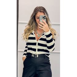 Blusa Modal Listras C/ Zíper - S. MARIM STORE