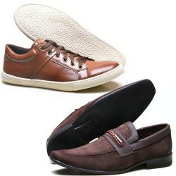 Kit 02 Pares Mocassim E Sapatênis Em Material Tecn... - SOCOMBOS