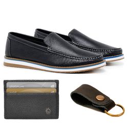 Combo Mocassim Floater Preto + Chaveiro Couro + Po... - SOCOMBOS