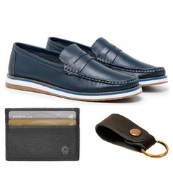 Combo Mocassim Floater Marinho + Chaveiro Couro + ... - SOCOMBOS