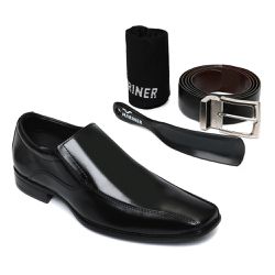 Combo Sapato Masculino Preto Coverline Liso Marine... - SOCOMBOS