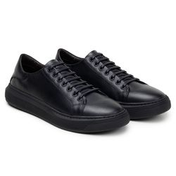 Tênis Casual Comfort Stepper Chicago Couro Preto - SOPRAFFINO