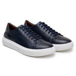 Tênis Casual Comfort Stepper Couro Chicago Marinho - SOPRAFFINO