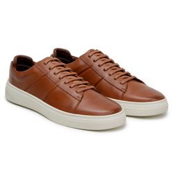 Tênis Casual Comfort Stepper Denver Couro Whisky - SOPRAFFINO