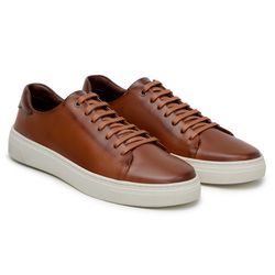 Tênis Casual Comfort Stepper Austin Couro Whisky - SOPRAFFINO