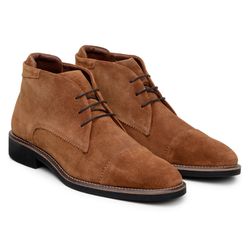 Bota Masculina Ankle Boot Milan Camurça Castanho - SOPRAFFINO