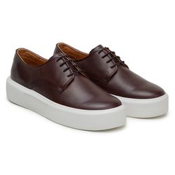 Tênis Casual Comfort Stepper Tulsa Couro Café - SOPRAFFINO