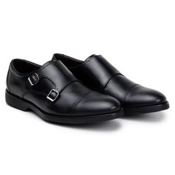 Sapato Masculino Monk Strap Salerno Couro Preto - SOPRAFFINO