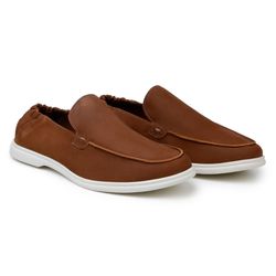 Mocassim Masculino California Couro Whisky - SOPRAFFINO