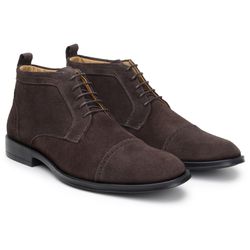 Bota Masculina Ankle Boot Brogue Camurça Café - SOPRAFFINO